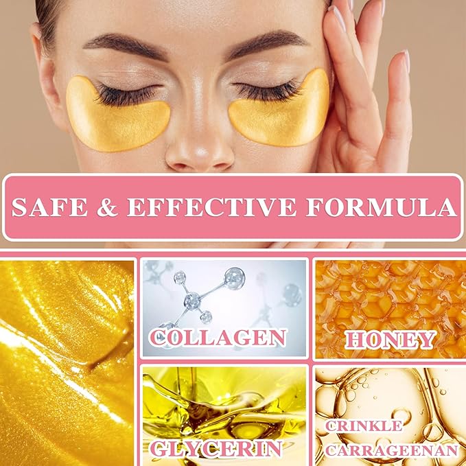 Under Eye Patches for Puffy Eyes & Dark Circles Treatments- 30 Pairs - Moisturizing Eye Mask for Reducing Fine Line,Hydrating Under Eye Pads,Improve Smooth Wrinkles and Under Eye Bags(Gold)-VivaGrace Women