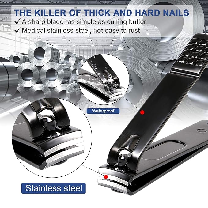 Manicure Pedicure Kit Nail Clippers Set Fingernails & Toenails Vibrissac Scissor 5 Pieces Best Care Tools for Man & Women with Travel Case (Gray/Black_A) (Gray/Black_A)-VivaGrace Women