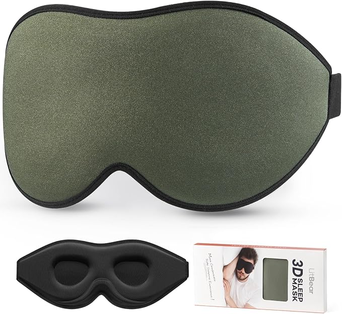 LitBear Sleep Mask for Men Side Sleeper, Sleeping Mask for Women Light Blocking, 3D Contoured Cup Eye Mask Sleeping, Soft Lightweight Sleep Eye Mask with Adjustable Elastic Strap for Traveling-VivaGrace Women
