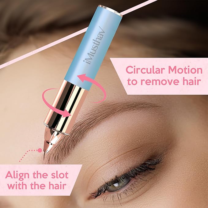 Portable Flawless Eyebrow Hair Remover for Women – Painless, Fast & Precise Flawless Electric Razor & Epilator for Eyebrow, Nose, Ear Hair Removal – 18K Gold-Plated, 360° LED Light-VivaGrace Women