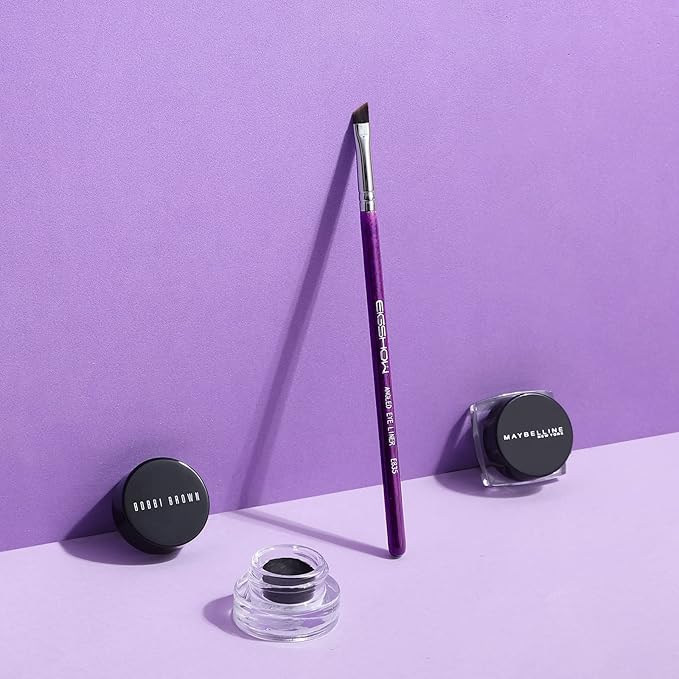 Eyeliner Brush Fine Angled - PRO Precision Gel Eye Liner Makeup Brush -Ultra Thin Slanted Flat Angle - Premium Cruelty Free Synthetic Bristles (E835 Purple)-VivaGrace Women