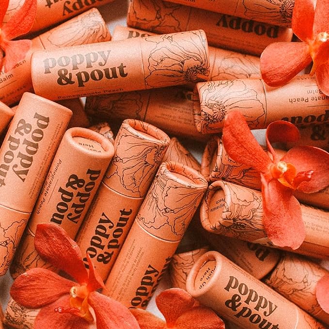 Poppy & Pout Pomegranate Peach Jumbo Lip Balm | All Natural Lip Balms & Moisturizers | Hydrates with Beeswax, Vitamin E, Organic Coconut Oil | Cruelty-Free | Lip Balm in Recyclable Cardboard Tube-VivaGrace Women