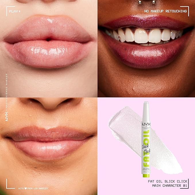 NYX PROFESSIONAL MAKEUP Fat Oil Slick Click, Lightweight, Buildable, Pigmented Vegan Lip Balm - Main Character-VivaGrace Women