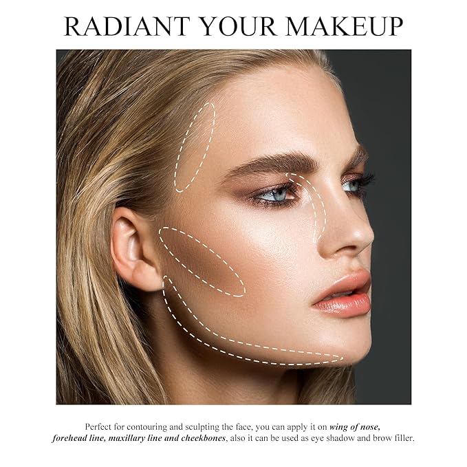 KYDA Face Sculpting Contour Palette, Natural Shimmer Smooth Contour Pressed Powder, Ultra-fine Lightweight, Easy to Blend, Multiuse Baked Contour Makeup-BRONZER-VivaGrace Women