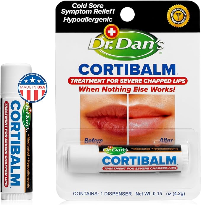 Dr. Dan's Cortibalm - 1 Pack - for Dry Cracked Lips - Healing Lip Balm for Severely Chapped Lips - Designed for Men, Women and Children-VivaGrace Women