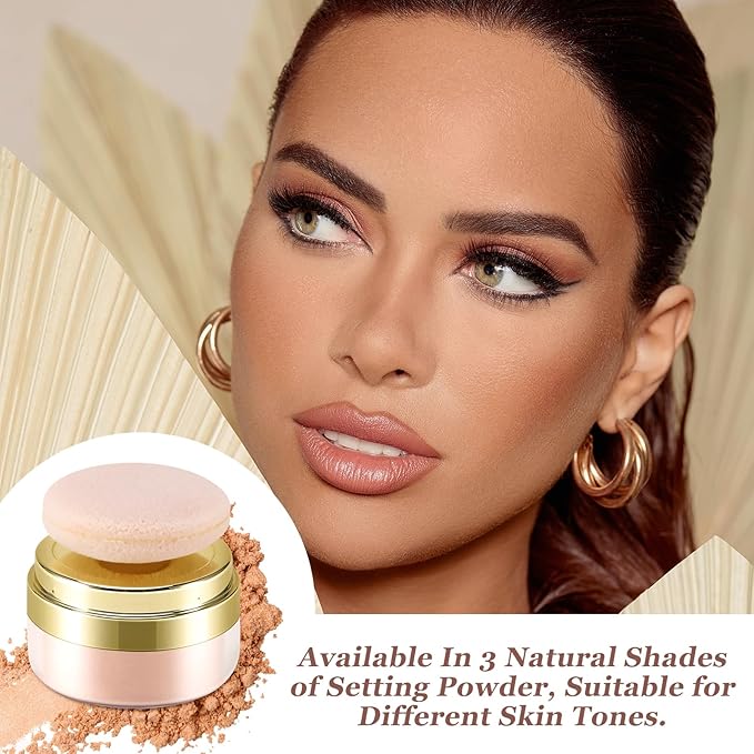 Boobeen Setting Powder, Lightweight Oil Control Loose Setting Powder, Full Coverage Finishing Powder For a Matte Flawless Look, Pressed Face Powder Makeup to Reduce Shine, Long Lasting-VivaGrace Women