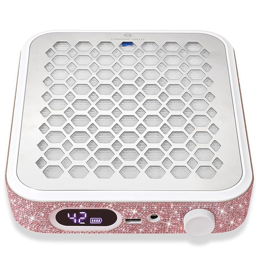 Nail Dust Collector, Rechargeable Dust Collector Nail Tech, Powerful Vacuum Fan Vent Dust Collector Extractor Dust Suction Machine for Acrylic Nails Polishing, Nail Salon&Home, Pink-VivaGrace Women