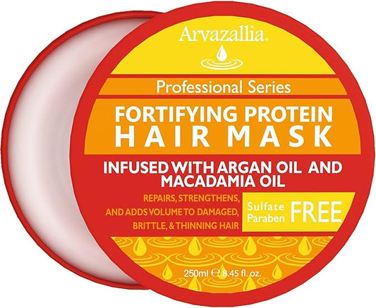 Arvazallia Fortifying Protein Hair Mask and Deep Conditioner with Argan Oil and Macadamia Oil Hair Repair Treatment for Damaged, Brittle, or Thinning Hair - Promotes Natural Hair Growth-VivaGrace Women