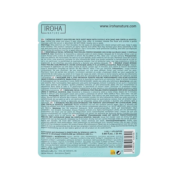 IROHA NATURE Glycolic Acid Peeling Face Mask (Pack of 5) | Skin Perfecting for a Radiant & Smooth Look | Instant Regeneration in Just 15 Minutes | Clean Beauty | 100% Vegan-VivaGrace Women