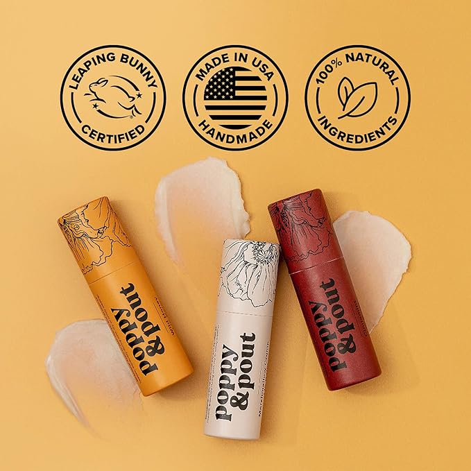 Poppy & Pout Wild Honey Jumbo Lip Balm | All Natural Lip Balms & Moisturizers | Hydrates with Beeswax, Vitamin E, Organic Coconut Oil | Cruelty-Free | Lip Balm in Recyclable Cardboard Tube-VivaGrace Women