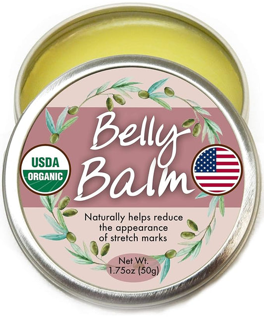 Organic Belly Balm - Natural, Made in USA, & USDA Certified Stretch Mark Cream to Moisturize, Protect, & Heal Skin Before & After Arrival-VivaGrace Women