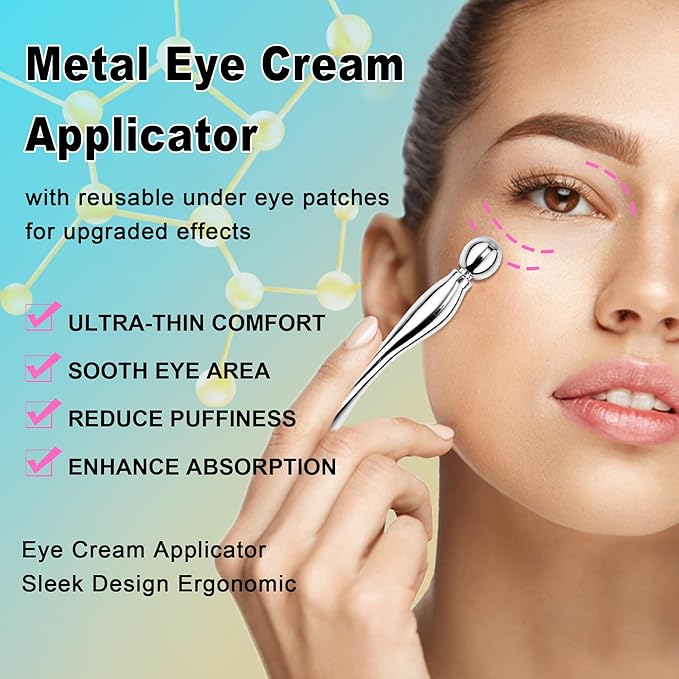 Aethland Reusable Eye Patches, 3 Pairs Silicone Under Eye Patches with Lifting Effect to Reduce Wrinkles and Fine Lines, Pair with Eye Roller Massager Eye Serums Cream Applicator-VivaGrace Women