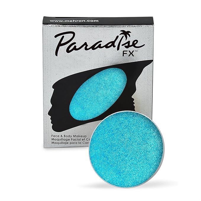 Mehron Makeup Paradise Makeup AQ Refill Size | Stage & Screen, Face & Body Painting, Cosplay, Halloween | Water Activated Face Paint, Body Paint, Cosplay Makeup .25 oz (7 ml) (Metallic Light Blue)-VivaGrace Women