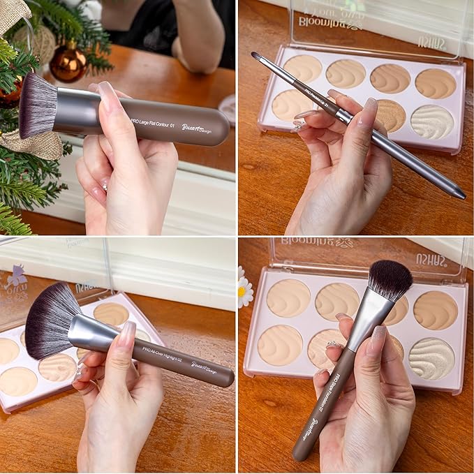 Bueart Design 26 Pcs Chocolate-colored Gift Makeup Brushes Set with Extra Large Holder,Elegant Make up Brushes for Foundation,Face Blending Powder, Contour, Highlight, Concealer, Eyeshadow-VivaGrace Women