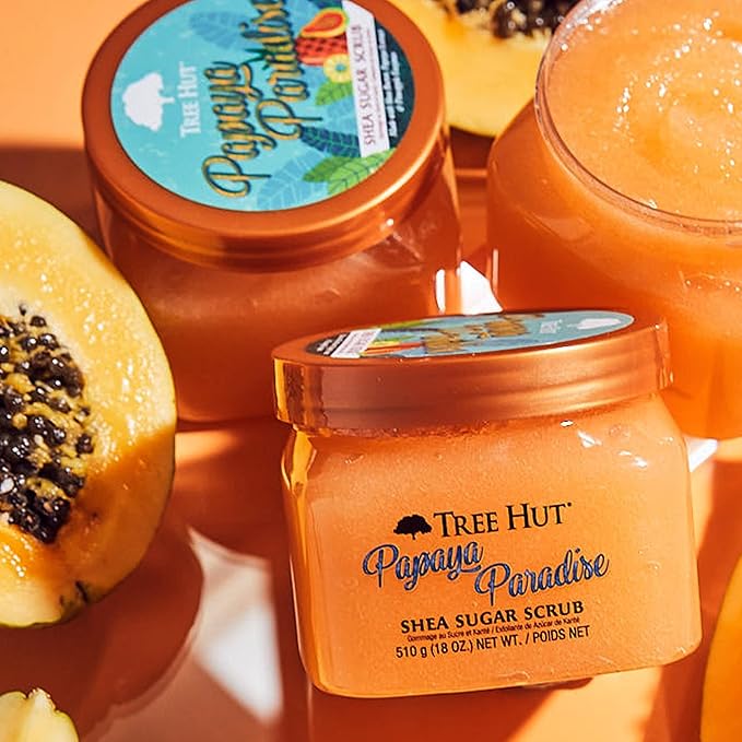 Tree Hut Papaya Paradise Shea Sugar Scrub | Exfoliating Body Scrub Removes Dead, Dry Skin for a Soft & Hydrated Feel | Nourishing Essential Body Care | 18 fl oz.-VivaGrace Women