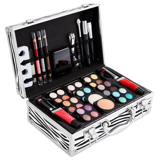 Makeup Kit Gift Set – 79 Piece - 32 Eye Shadows, 2 Blushes, 2 Lip Glosses, 2 Lipsticks, 2 Eye Liner Pencils, 1 Lip Liner Pencil, 1 Mascara - Case with Carrying Handle-VivaGrace Women