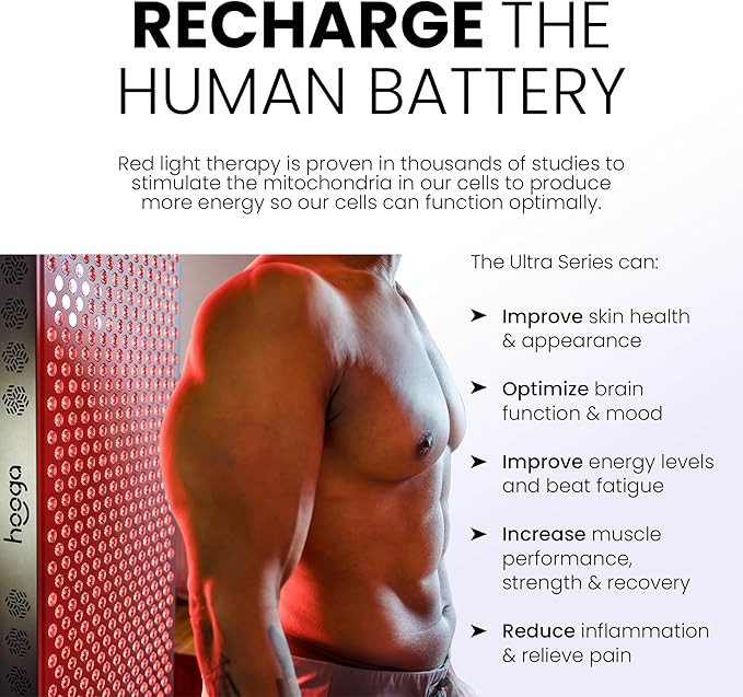Hooga Red Light Therapy, Red Near Infrared LED Panel, 72 Quad Chip Flicker Free LEDs, Ultra Series, Clinical Grade Device for Energy, Pain, Skin, Recovery, Sleep, Performance. ULTRA360.-VivaGrace Women
