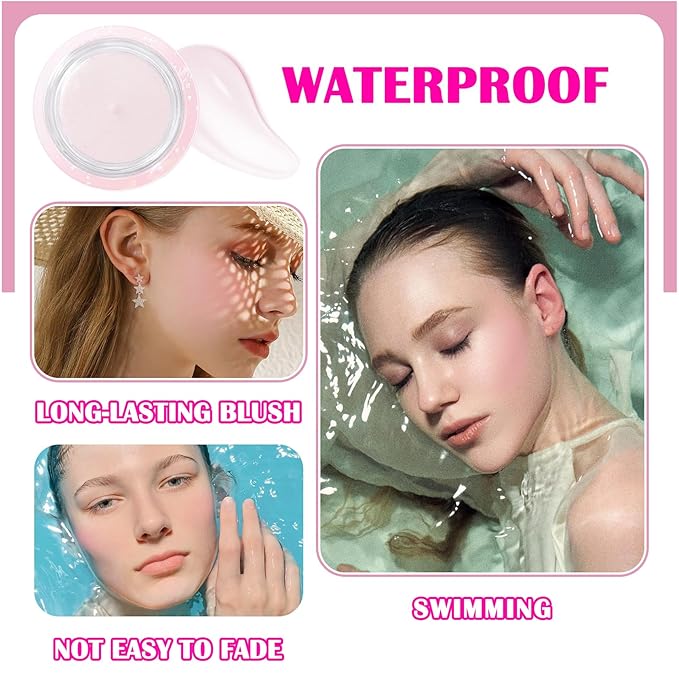 Color Changing Blush,PH Temperature Magic Color Changing Clear Blush Cream,Glossy Shiny Moisturizing Long Lasting Highlighting Lightweight Face Cheek Blush Cheeks Makeup for Women-VivaGrace Women