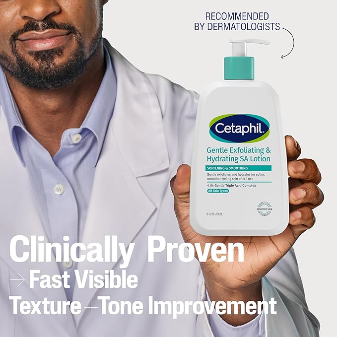 Cetaphil Gentle Exfoliating SA Lotion, Lightweight Moisturizer for All Skin Types, 16 Fl oz Pump Bottle, Salicylic Acid, Mandelic Acid & Gluconolactone, Gently Exfoliates, Dermatologist Recommended Brand-VivaGrace Women