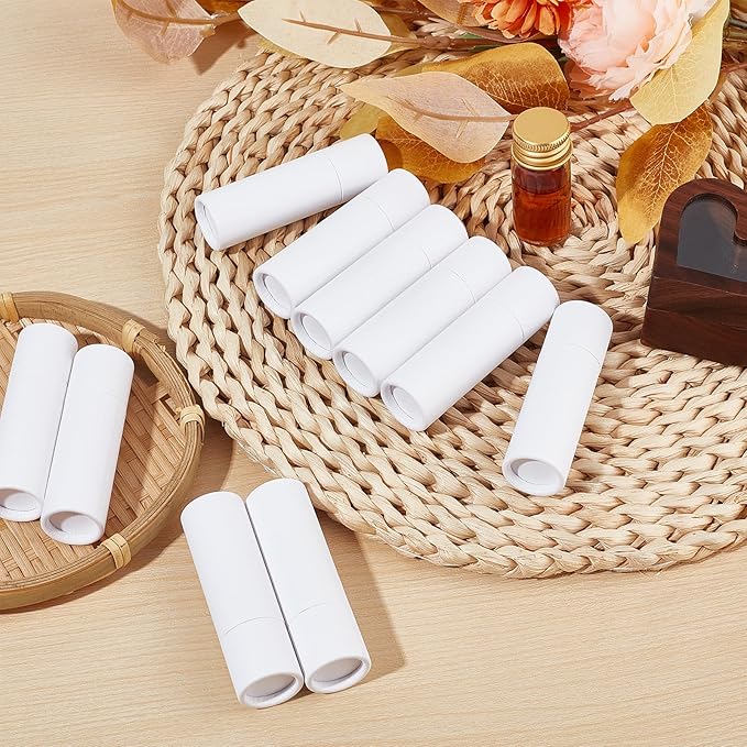 NICENEEDED 15 Pcs Kraft Paper Lipstick Tube, 0.4 Oz Paperboard Lip Balm Tubes, Cardboard Empty Deodorant Container Solid Perfume Tube Cosmetic Box for DIY Chapstick Deodorant Crayon-VivaGrace Women
