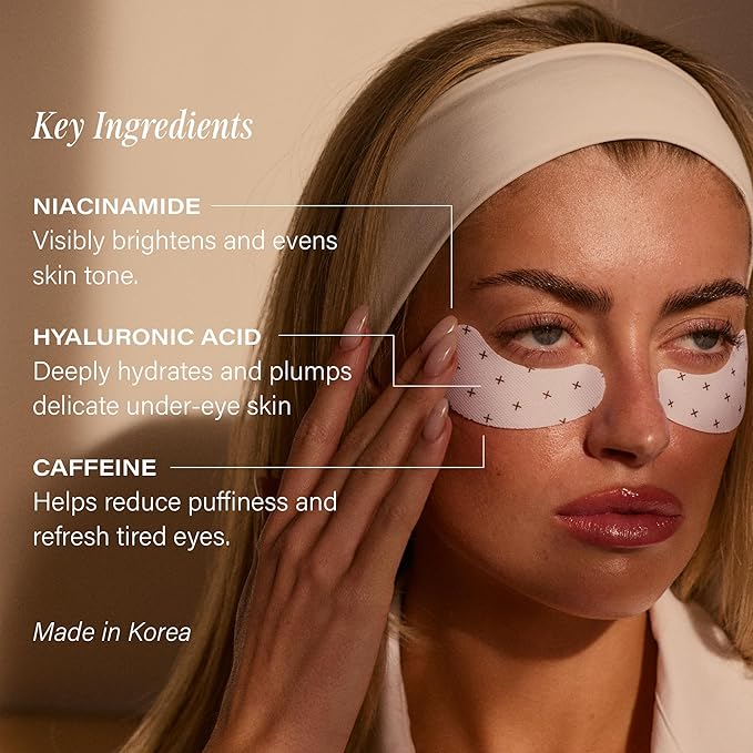 '+ Lux Unfiltered Cooling Under Eye Patches - Anti-Slip Caffeine Infused Korean Eye Mask - Reduces Puffiness, Brightens, & Hydrates Skin - Fragrance Free, Vegan, & Cruelty Free - 10 Count-VivaGrace Women