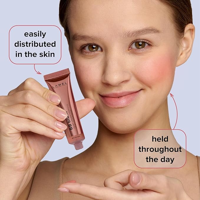 Lamel BB Blush Cheek Makeup - Lightweight and Long Lasting Liquid Blush - Blendable Cream Blush for Cheeks, Natural Finish Cream Contour - Nude Liquid Blush, 401 (Tea Rose) -10ml/0,33fl.oz-VivaGrace Women