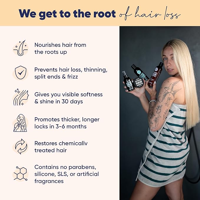 Moerie Mineral Shampoo and Conditioner Plus Hair Growth Spray Set – Ultimate Hair Care Pack – For Longer, Thicker, Fuller Hair - Volumizing Hair Care Products – Paraben & Silicone Free - 3 Products-VivaGrace Women