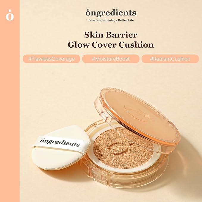 Skin Barrier Glow Cover Cushion, All-day Coverage, Glow Finish, Lightweight, Skincare-Like Texture, Non-cakey Makeup, Korean Cushion Foundation (#17C Dawn Mist, 0.49 oz)-VivaGrace Women