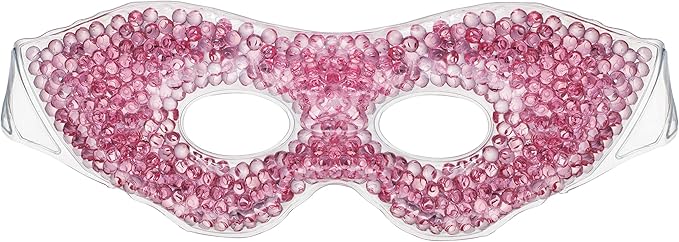 Gel Eye Mask, Pink - Cold Compress Ice Pack with Gel Beads - Microwave Safe for Heat Therapy - Great for Puffy Eyes, Dark Circles, Dry Eyes, Soothing Headaches-VivaGrace Women