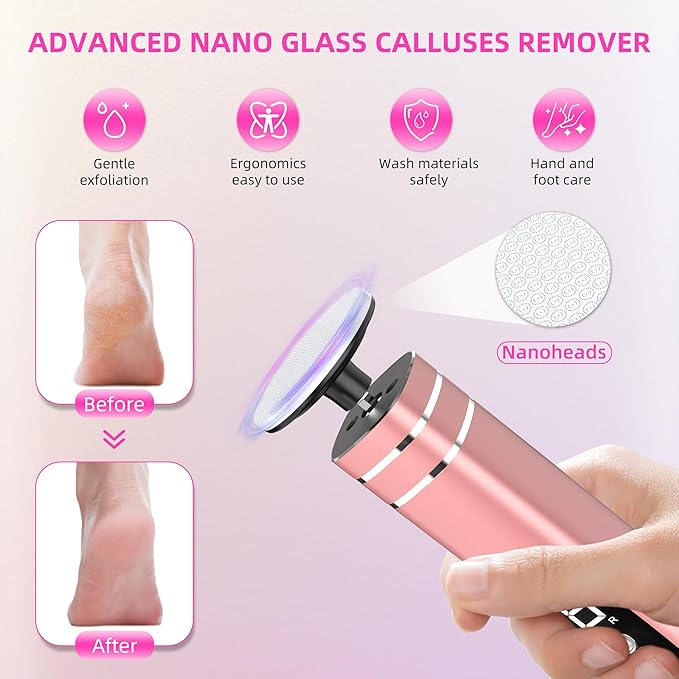 2 in 1 Electric Foot Callus Remover,9 Adjustable Speeds Rechargeable Electric Dead Skin Sander Pedicure Tools with Sandpaper Disk and Nail Drill Bits,Grinding Heads for Women&Men-VivaGrace Women