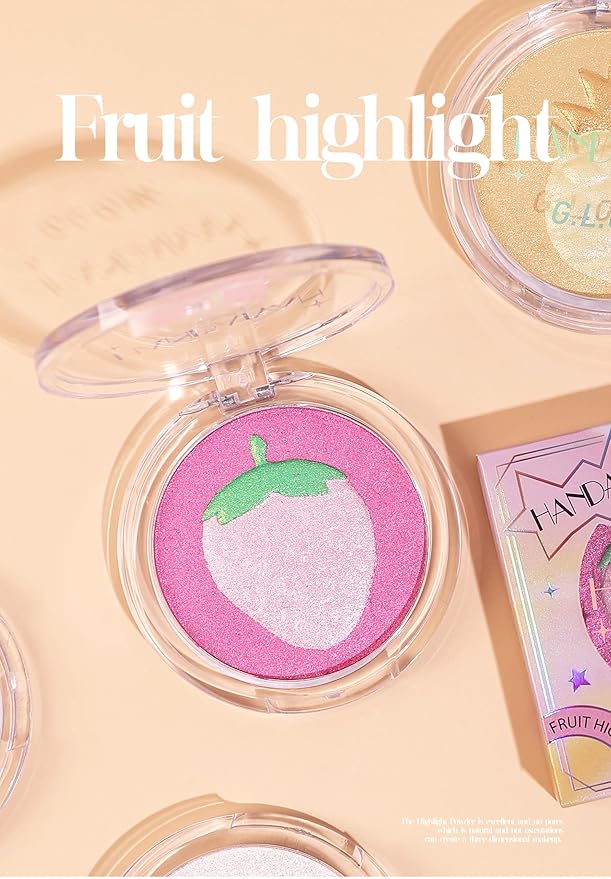 Glitter Highlighter Makeup, 3-In-1 Compact Shimmer Glitter Powder Makeup Blush Face Body Highlighter Illuminator, Silky Smooth Longlasting Lightweight Face Luminizer Bronzer (#02 Pineapple)-VivaGrace Women
