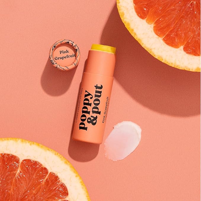 Poppy & Pout Pink Grapefruit Jumbo Lip Balm | All Natural Lip Balms & Moisturizers | Hydrates with Beeswax, Vitamin E, Organic Coconut Oil | Cruelty-Free | Lip Balm in Recyclable Cardboard Tube-VivaGrace Women