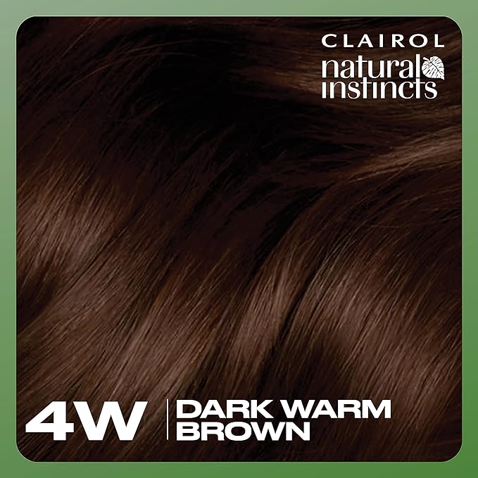 Clairol Natural Instincts Demi-Permanent Hair Dye, 4W Dark Warm Brown Hair Color, Pack of 3-VivaGrace Women