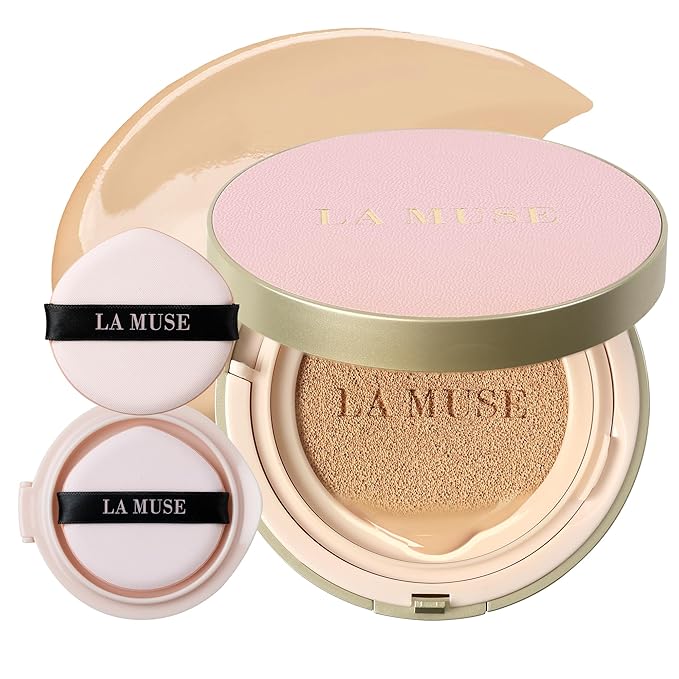LA MUSE Korean Cushion Foundation, #21 Light Beige(2 Packs) | Lightweight, Breathable but Perfect Blemish Cover for Summer | Long-Lasting, Korean Foundation with Radiant Dewy Finish | Skin Hydrating-VivaGrace Women