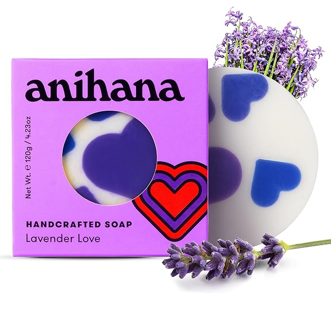 ANIHANA Handcrafted Natural Soap with Coconut Oil, Gentle Cleansing, Paraben Free, Refreshing Lavender Love Scent, 4.23 oz-VivaGrace Women