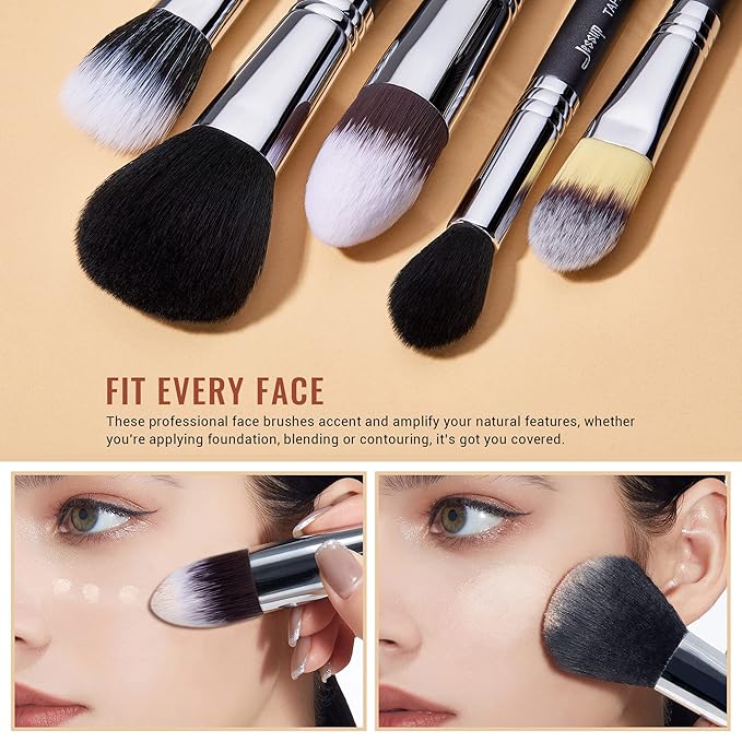 Jessup Makeup Brushes Set Professional 27 pcs Brush Makeup Premium Synthetic Foundation Contour Powder Blush Highlighter Eyeshadow Concealer Brow Face Make Up Brushes Tools Black/Silver T133-VivaGrace Women
