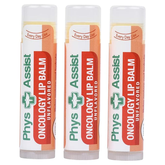 PhysAssist Oncology Lip Balm USDA Organic Unflavored Moisturize, Hydrate & Protect Dry parched lips during Chemo or Radio USDA Organic. 3 Pack-VivaGrace Women