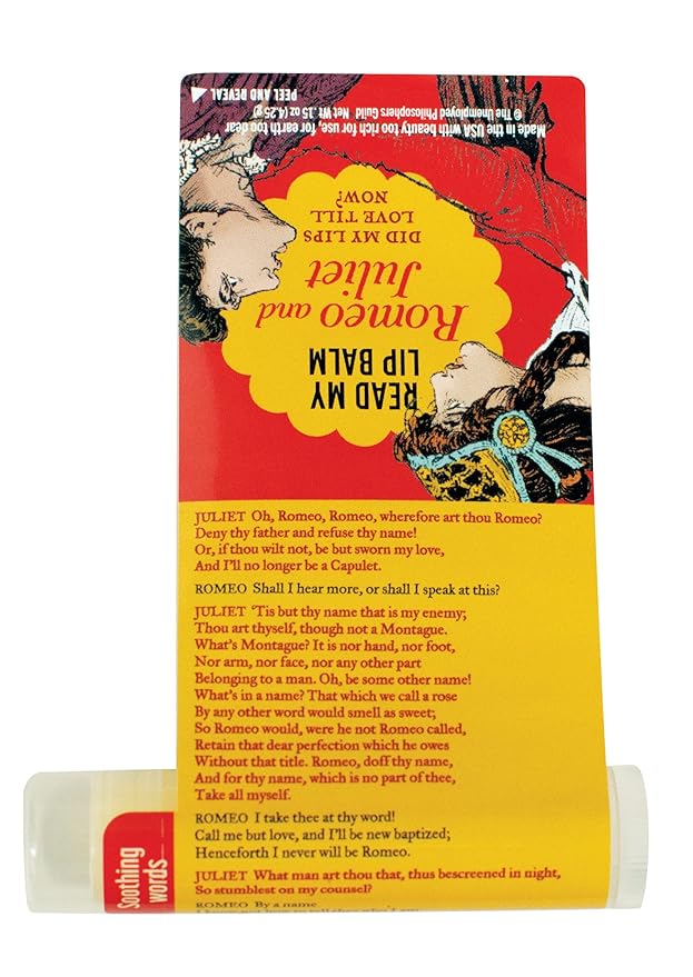 Read My Lips Lip Balm - Full Text of Romeo & Juliet Balcony Scene Under Label, Pear Flavored - Cruelty-Free and Made in the USA from Natural and Imported Ingredients-VivaGrace Women