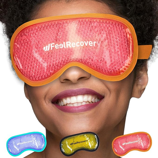 Cooling Gel Eye Mask for Puffy Eyes (8x4 in) - Reusable Cold Compress Pack for Dry Eyes, Tired Eyes, Headaches, Dark Circles - Flexible Golden Gel Beads Hot & Cold Therapy-VivaGrace Women