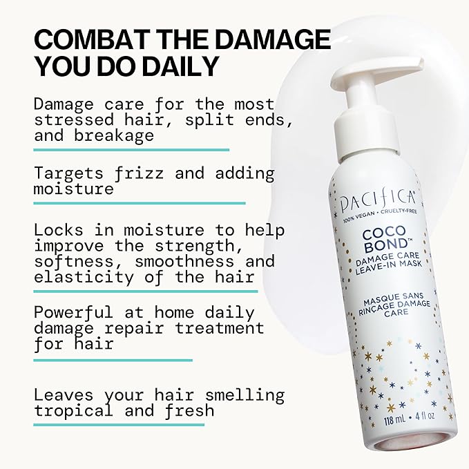 PACIFICA Beauty, Coco Bond Damage Care Leave-In Repair Mask Treatment, Dry & Damaged Hair from Bleach, Color, Chemical Services, Chlorine, & Heat, Coconut, Vegan-VivaGrace Women