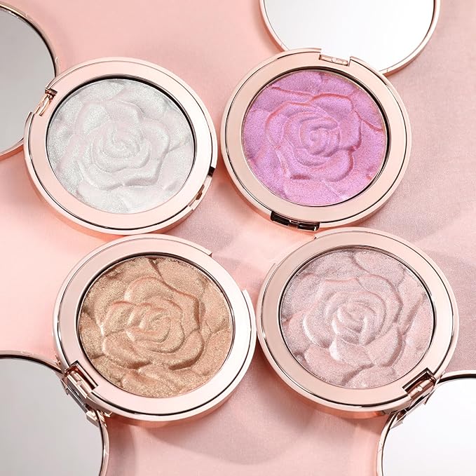 Highlighter Makeup, Cream Highlighter, Face Highlighter, Long Lasting Glitter Highlighter Makeup Palette - Purple Highlighter Makeup-VivaGrace Women