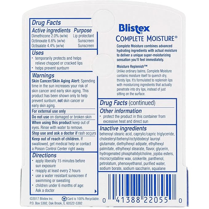 Blistex Lip Balm Complete Moisture, 0.15 oz (Bundle of 12)-VivaGrace Women