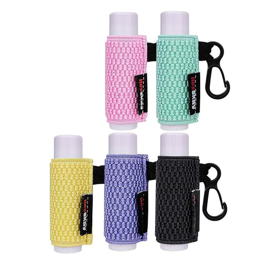 5PCS Lip Balm Holder Keychain Lipstick Sleeves Keychain Lip Gloss Holder Chapstick Elastic Sleeves(Yellow/Purple/Pink/Aqua/Black)-VivaGrace Women