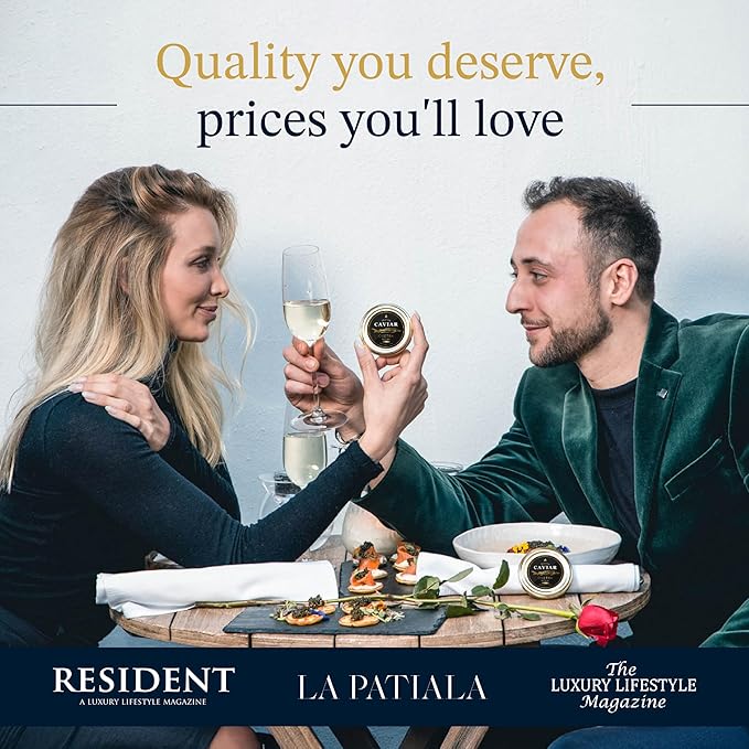 OVERNIGHT GUARANTEED, BESTER Premium Russian Osetra Sturgeon Caviar - 2x 1 oz-30G (Duo Pack) 2 tins of 30g each - Malossol Ossetra Black Roe - Premium Quality, Traditional Style, imported-VivaGrace Women