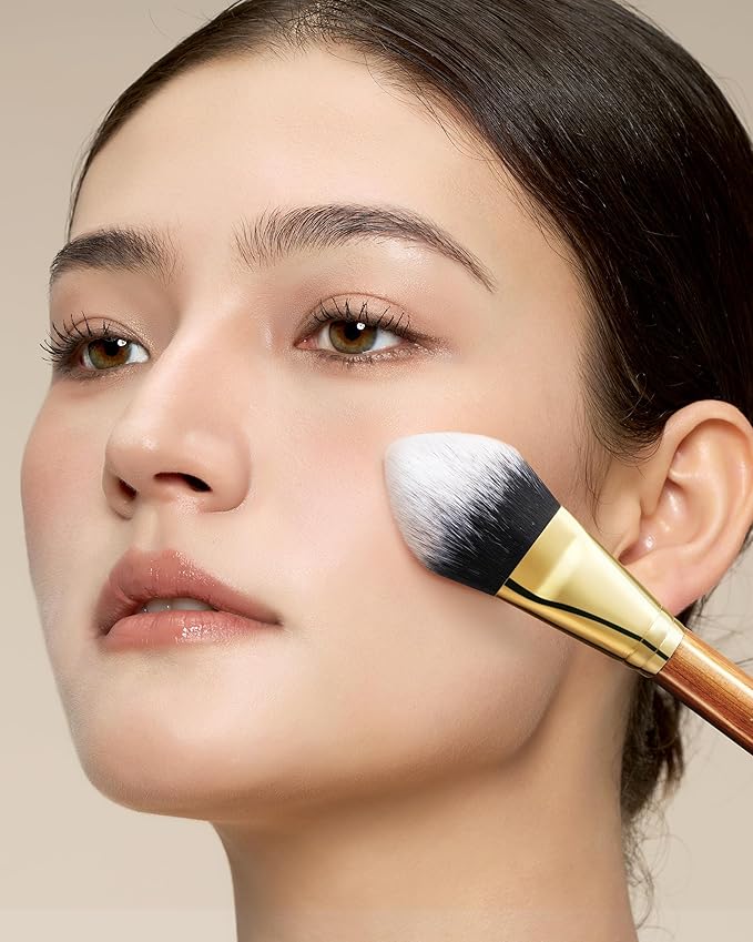 Desert Oak Series BloomFluff Powder Brush - 45mm Giant Heart-Shaped Face Brush for Setting Powder & Bronzer, Luxury Bubinga Handle (CM 196)-VivaGrace Women