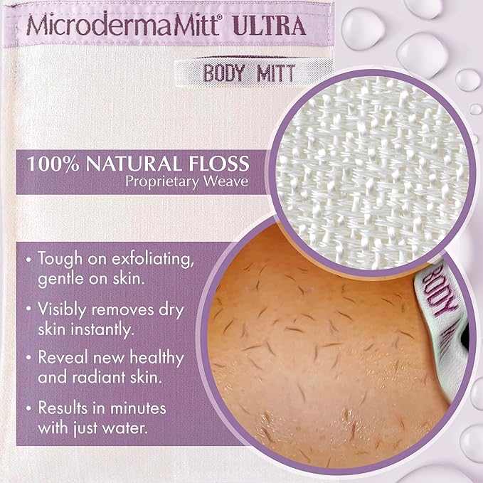 MicrodermaMitt ULTRA Exfoliating Mitt - The Ultimate Deep Exfoliating Body Scrubber Kese Glove – Keratosis Pilaris, Strawberry Skin Treatment, Reduce Ingrown Hair, Turkish Body Scrubber Exfoliator-VivaGrace Women