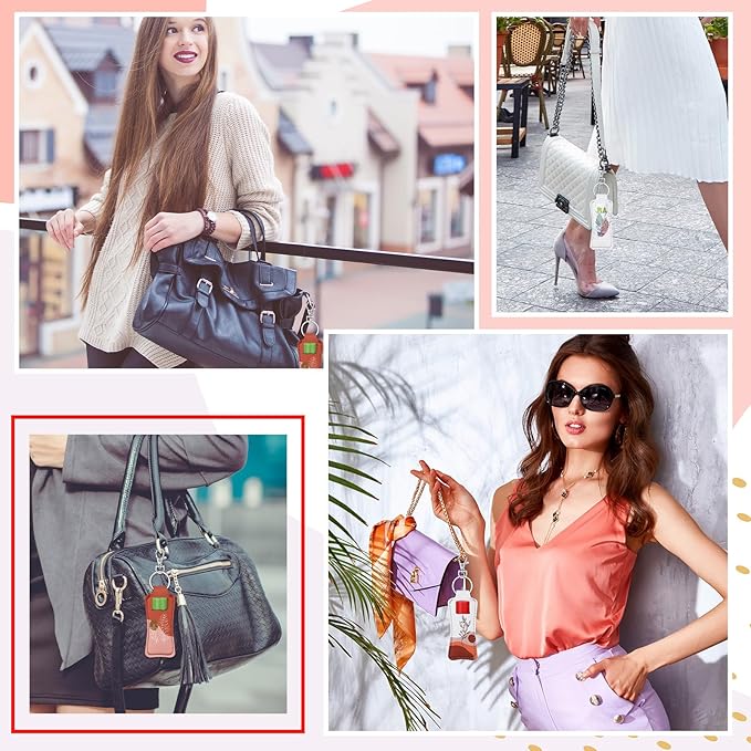 6 Pcs Boho Lip Balm Sleeve Keychain Lipstick Holder Key Chain with Portable Clip Lip Gloss Pouch Keychain for Women Graduation Travel Accessory Stocking Stuffers Gifts-VivaGrace Women