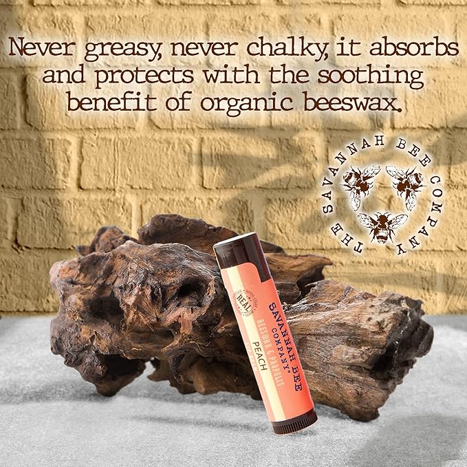 Savannah Bee Lip Balm Hanger 0.15 oz - Invigorating Mint Flavor - Natural Ingredients for Supple, Soft Lips - Convenient Hanger Design (.15 Oz, Peach)-VivaGrace Women