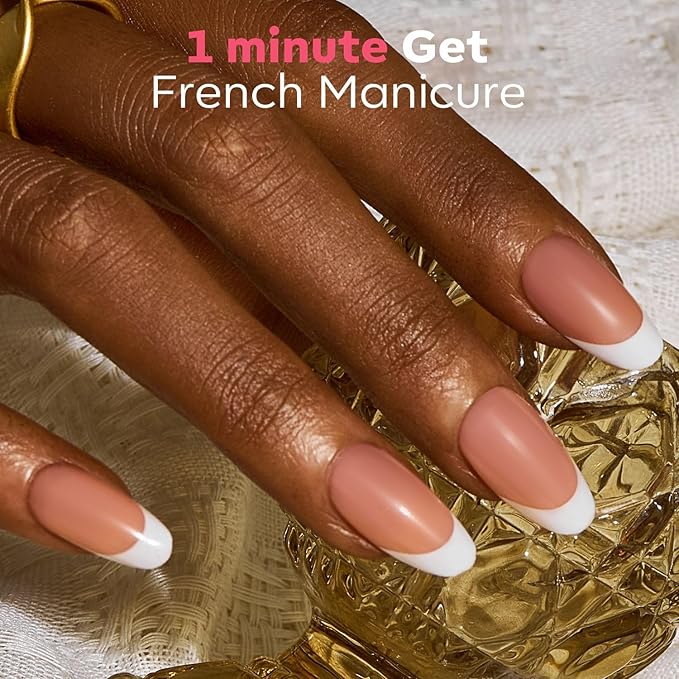 modelones Press on Nails, 150 Pcs French Tip Press on Nails, NailBoxie Brown Short Almond Nail Tips, Soft Gel Nail Tips, Ideal for Wedding, Party, Daily DIY Nail, 15 Sizes (S)-VivaGrace Women