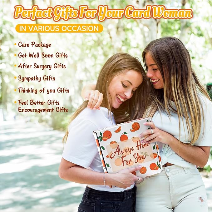 Orange-Themed Spa Gift Basket for Women - Self-Care Package, Birthday Box with Handmade Soap, Candle, Bath Bomb, Headband, and Towel-VivaGrace Women